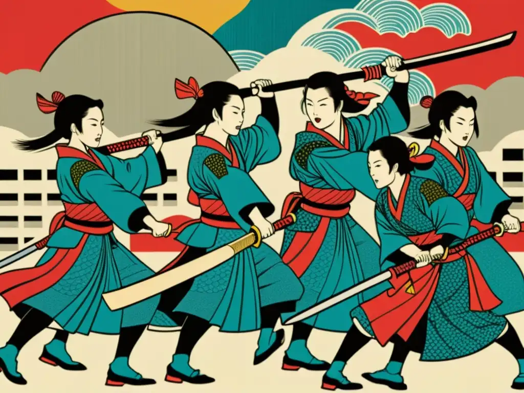 Un impresionante grabado japonés muestra mujeres samurái en batalla, destacando su legado en el manga