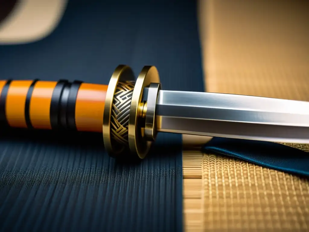 Una impresionante katana japonesa, reflejando la artesanía y la filosofía samurái en novelas gráficas