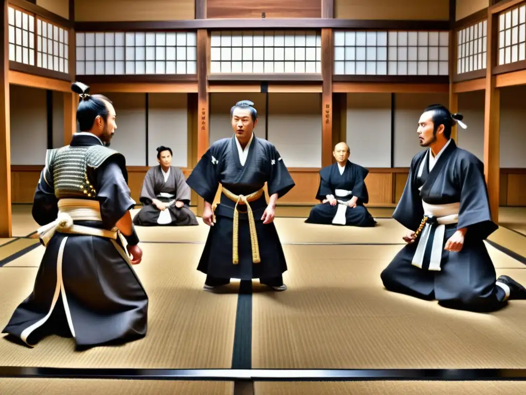 Intenso debate entre samurais y sacerdotes jesuitas en el Japón feudal, con atmósfera histórica y detalles auténticos