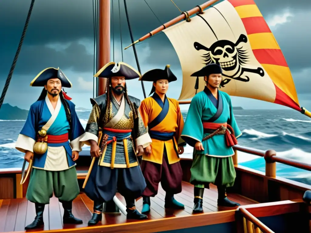 Los intrépidos piratas samuráis Wokou desafían el poder en un barco japonés