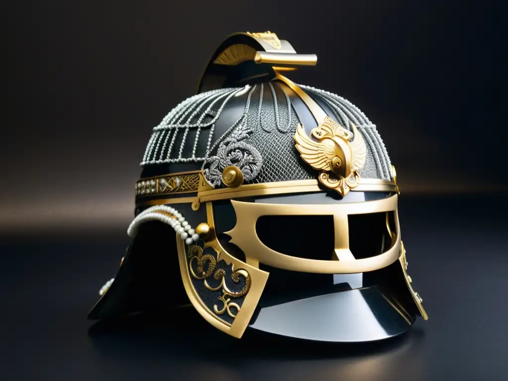 Kabuto samurái: historia y destreza militar Un kabuto samurái japonés con metalería detallada en un fondo oscuro, evocando la historia del samurái japonés