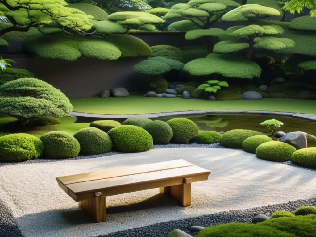 Un jardín zen japonés tradicional en blanco y negro invita a la contemplación y la armonía