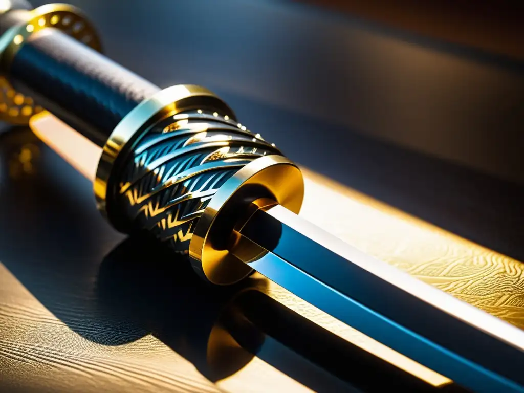 Una katana de acero plegado refleja la maestría en la artesanía de espadas samurái