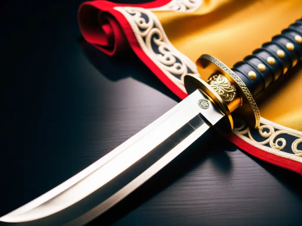 Una katana japonesa con artesanía exquisita y detalles intrincados