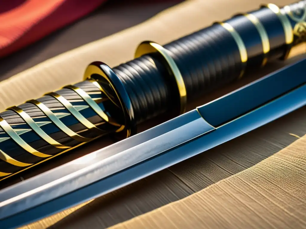 Una katana japonesa detallada muestra la artesanía y elegancia de las batallas emblemáticas katanas samurái