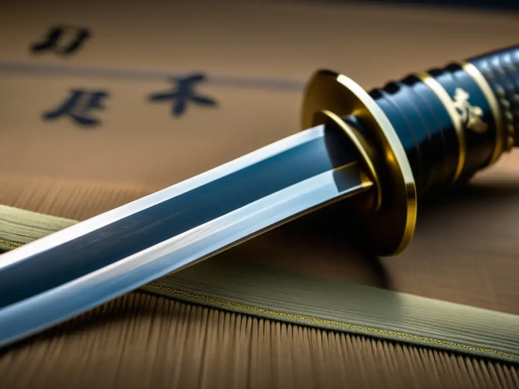 Una katana japonesa tradicional, con marcas y firmas legibles, destacando su artesanía única