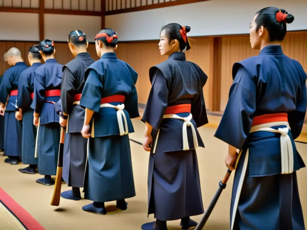 Práctica de kendo en un dojo japonés: principios éticos samurái