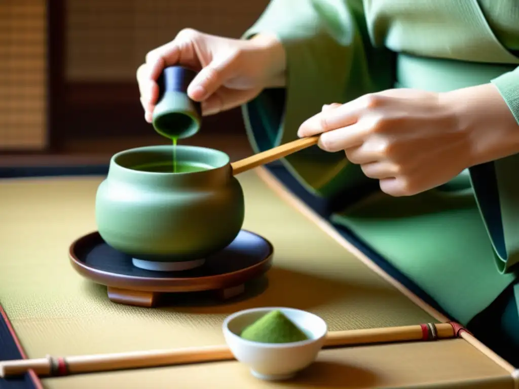 El maestro de té japonés sirve matcha con legado samurái en la ceremonia del té