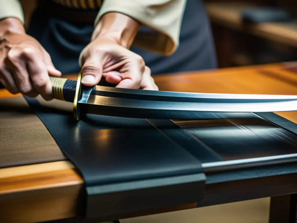 Un maestro forja con maestría una katana samurái, destacando el misticismo de la antigua artesanía japonesa