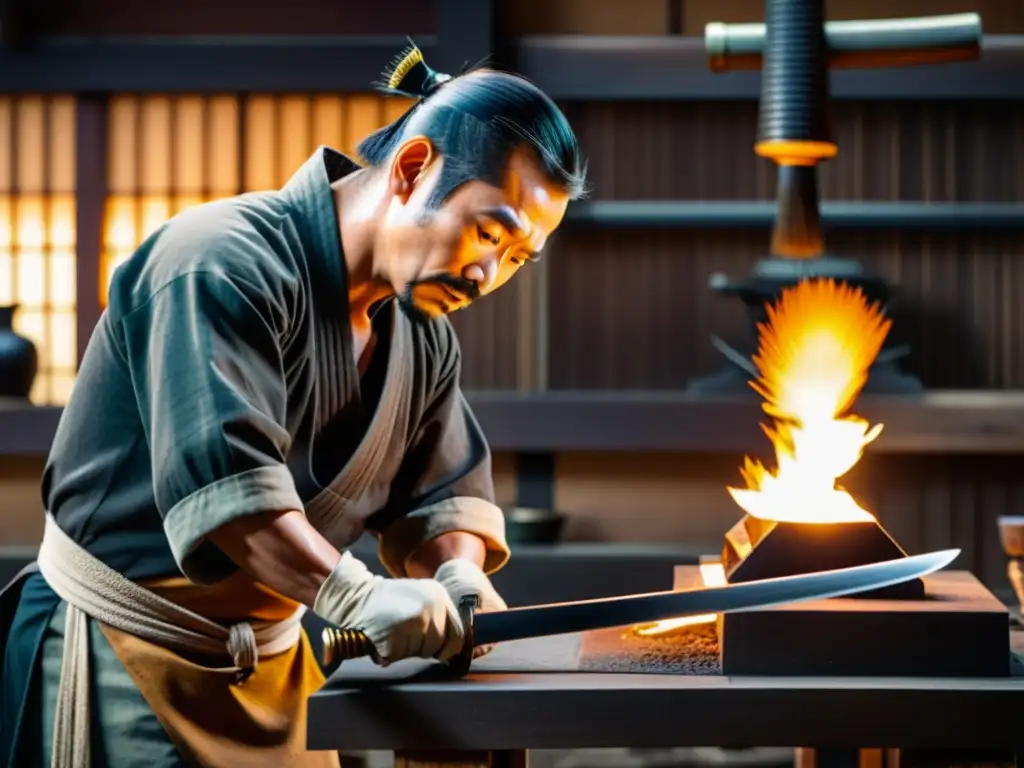 Magnífica artesanía japonesa: forja de una espada samurái con detalle en 8k