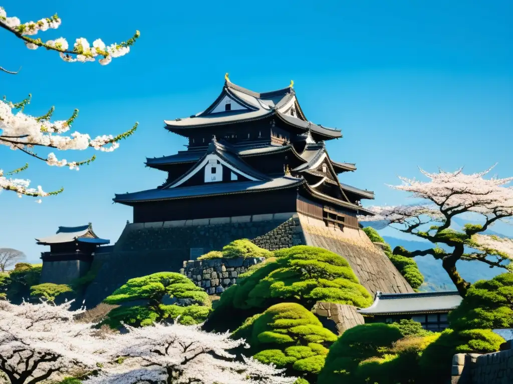 El majestuoso Castillo de Kumamoto contra un cielo azul