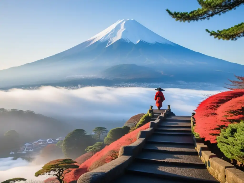 Peregrinación matutina hacia la Pagoda Chureito, al pie del Monte Fuji, en la Tierra de los Samuráis