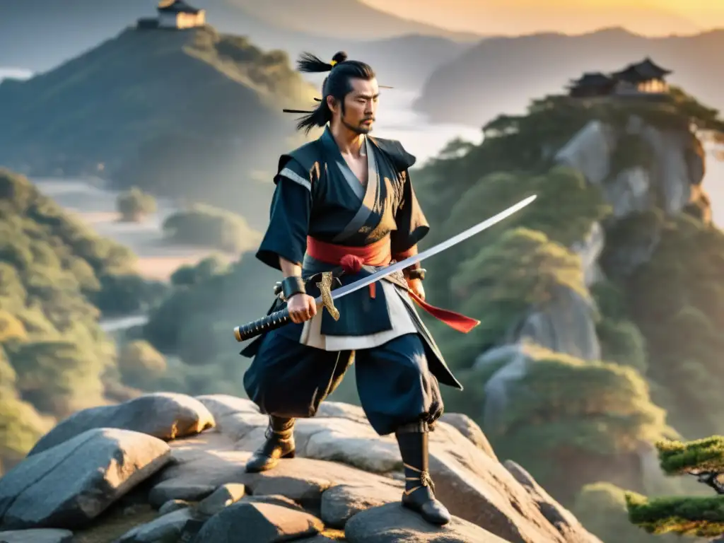 Miyamoto Musashi, samurái valiente, enfrenta a su oponente en dramático duelo al atardecer