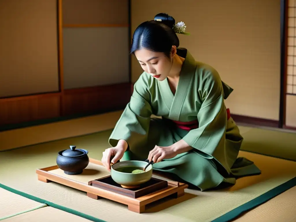 Un momento de serenidad y tradición en una ceremonia del té japonesa