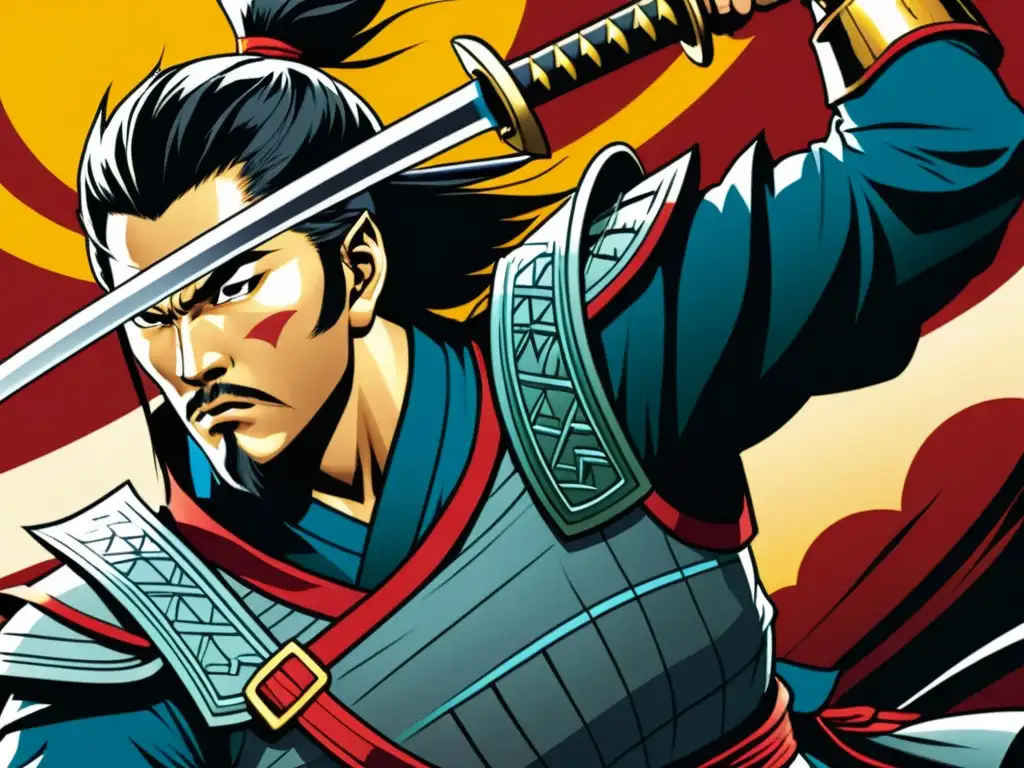 Intenso combate de samuráis en cómic Portada de cómic detallada con intensa batalla samurái