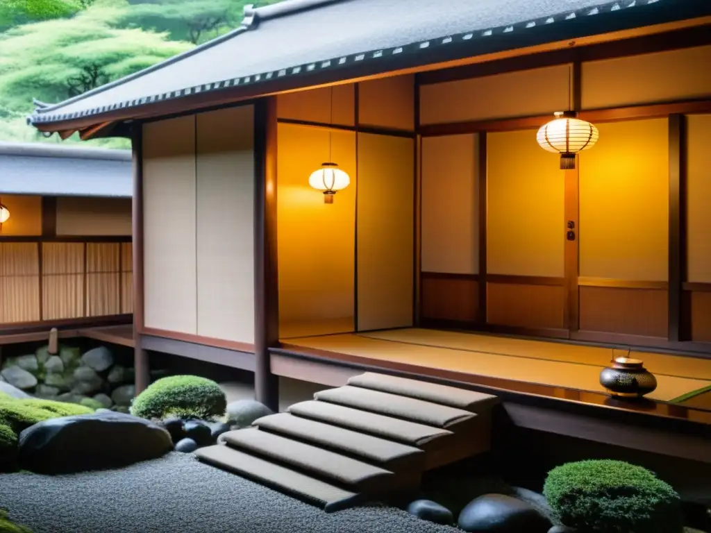 Posadas tradicionales para dormir como samurái en un ryokan japonés rodeado de naturaleza serena y elegante