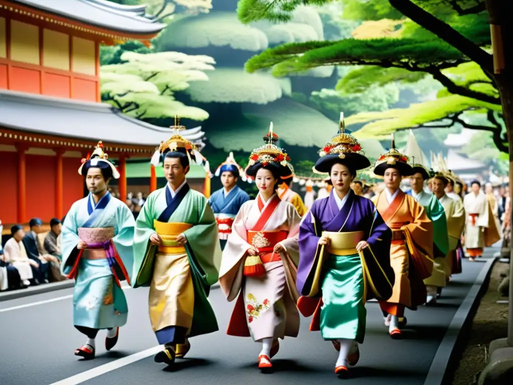 Una procesión colorida en el festival Aoi Matsuri de Kyoto, Japón, muestra la impactante cultura samurái en un entorno tradicional y exuberante