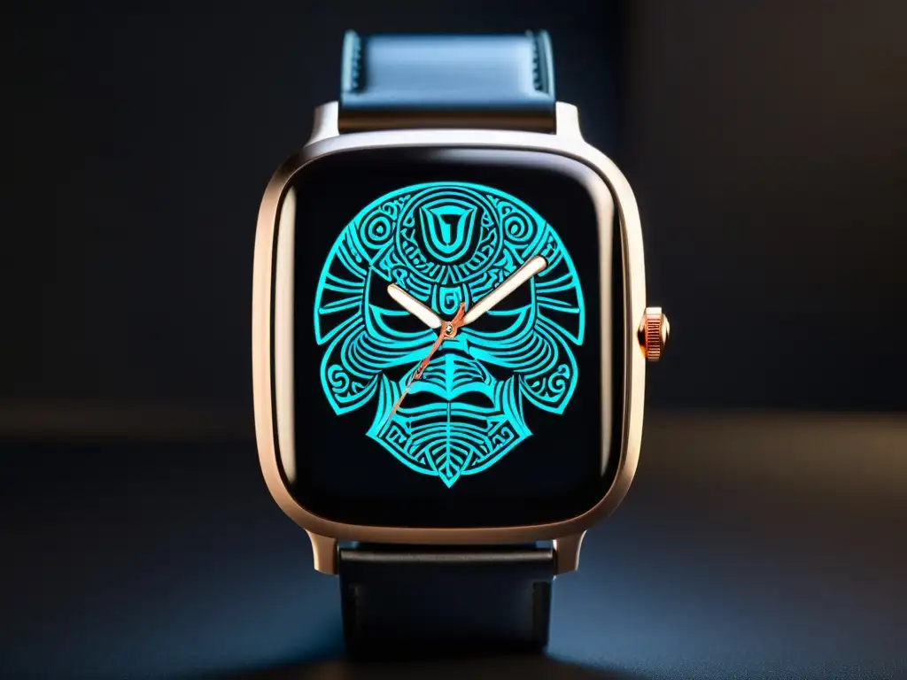 Un reloj inteligente moderno con diseño de armadura samurái