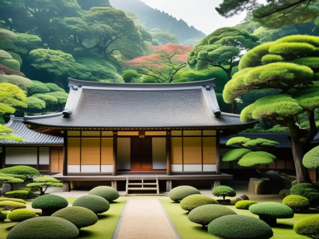 Residencia privada de antiguos samuráis rodeada de exuberantes jardines y tranquilidad ancestral en Japón