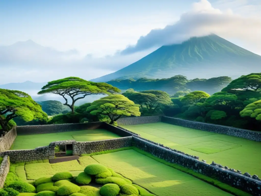 Ruinas ancestrales del hogar del clan Shimazu en Kagoshima, Japón