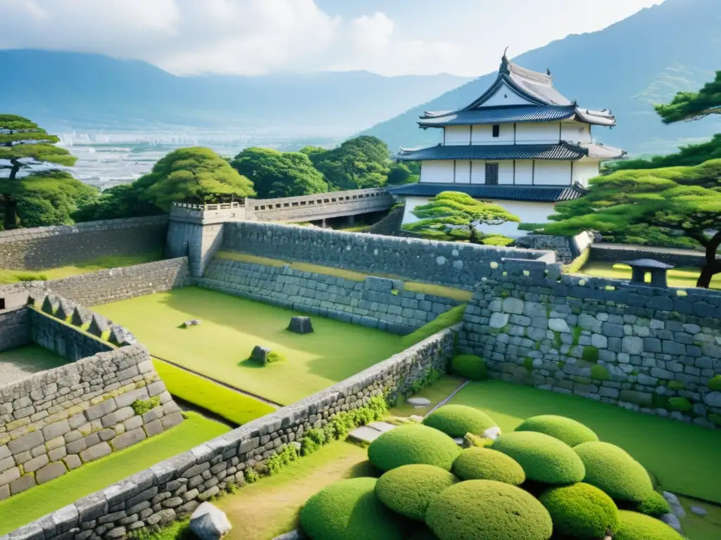 Ruinas del Castillo de Shimabara: piedras antiguas, torres y paisaje natural