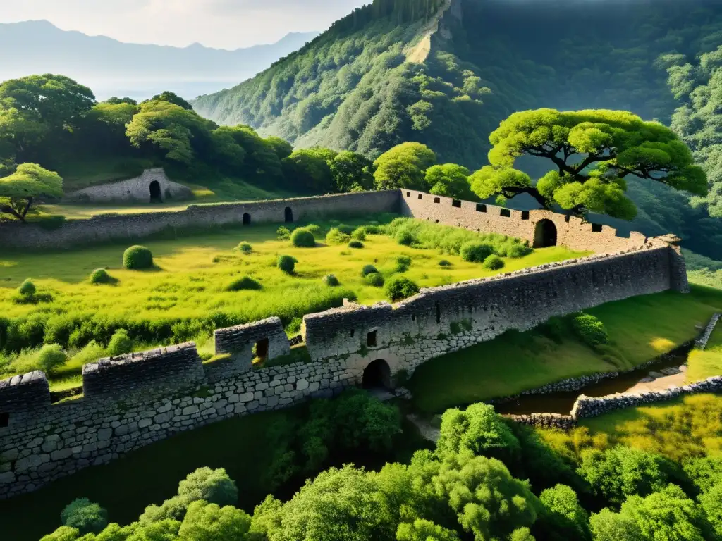 Ruinas del fuerte del Clan Heike Samurai, evocando la caída del clan y el paso del tiempo en un ambiente solemne y desolado