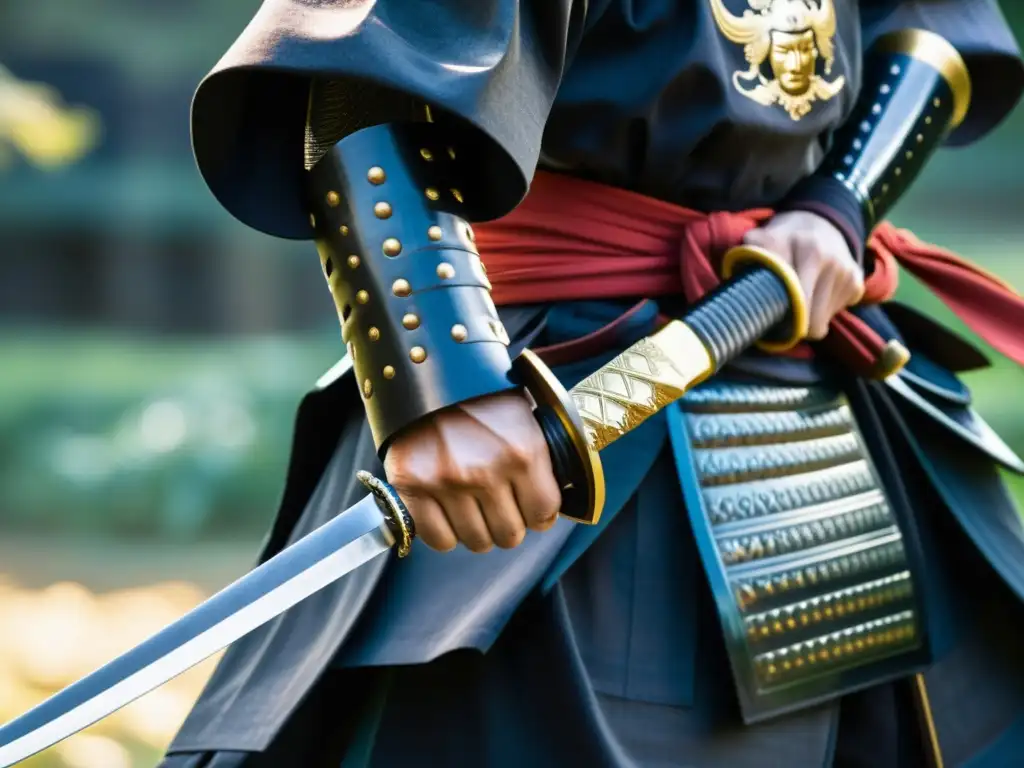 Un samurái con wakizashi listo para la estrategia, iluminado por la luz de las linternas en un interior japonés tradicional