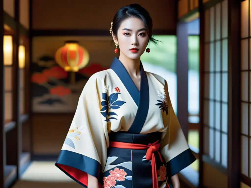 Un samurái moderno luce un impresionante kimono con detalles tradicionales y un toque contemporáneo