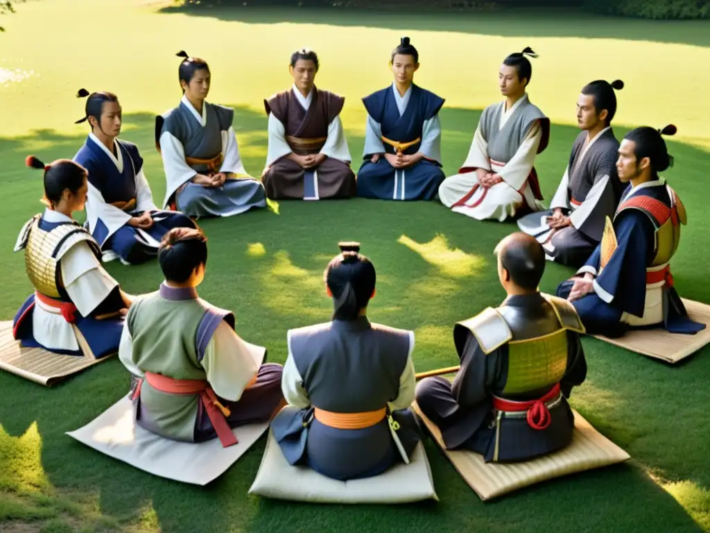 Samuráis en meditación Zen antes de la batalla, influencia Zen en tácticas de guerra