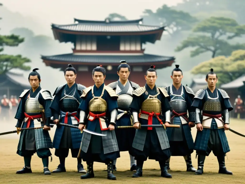 Los Shinsengumi y su legado: Imagen documental de samuráis en formación, con detallada armadura y katanas, evocando honor y lealtad