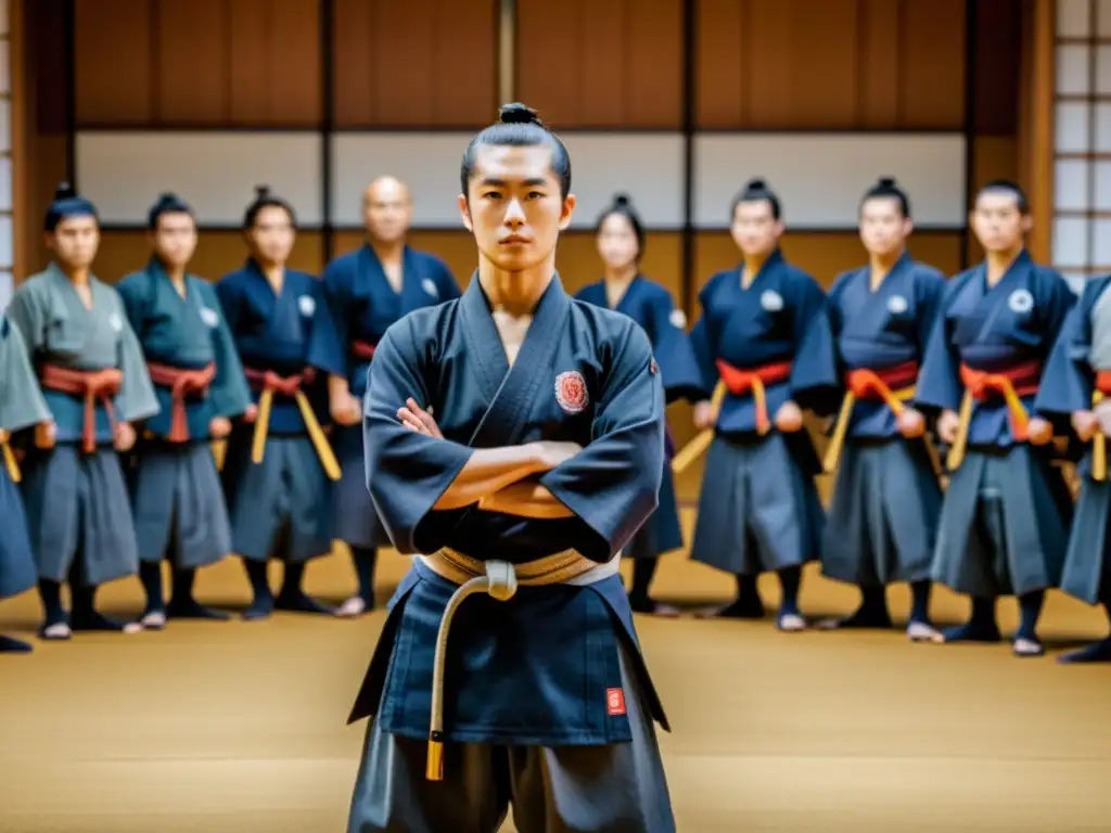 Chiba Shusaku dirige con orgullo su renombrado dojo de Kendo, donde los estudiantes practican con disciplina y enfoque