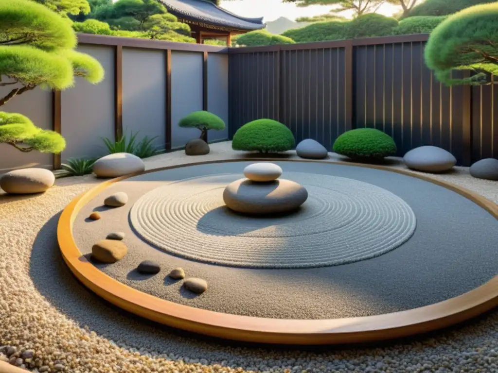 Un Jardín Zen tranquilo y armonioso invita a la meditación