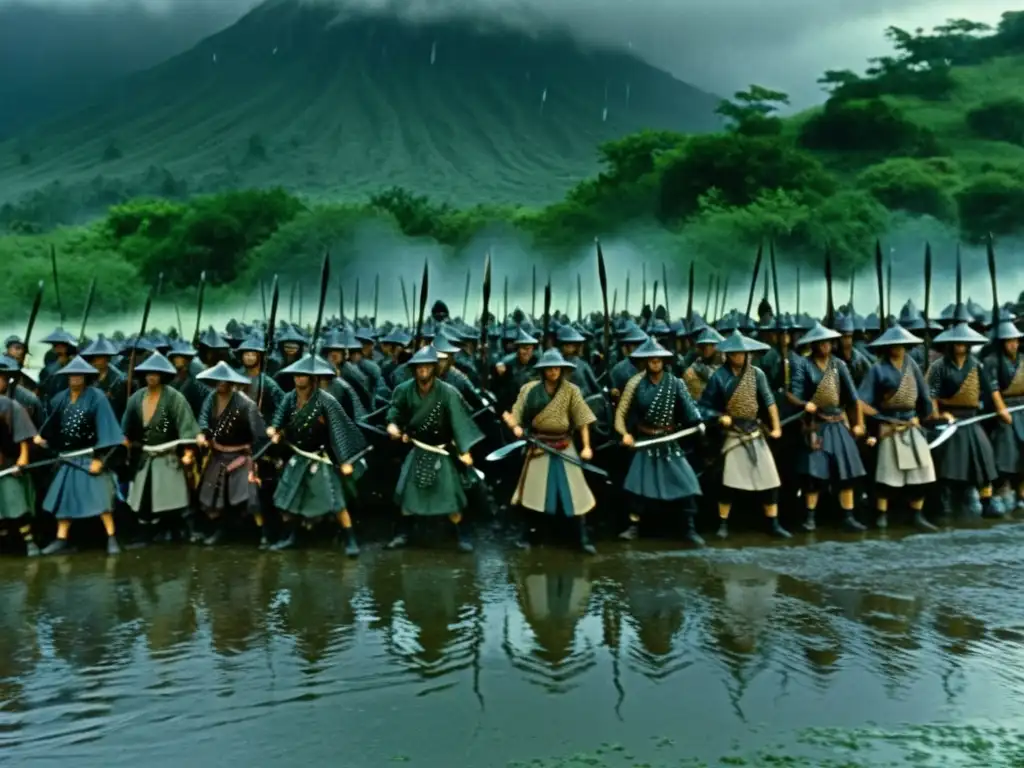 Los valientes samuráis en épica batalla bajo la lluvia