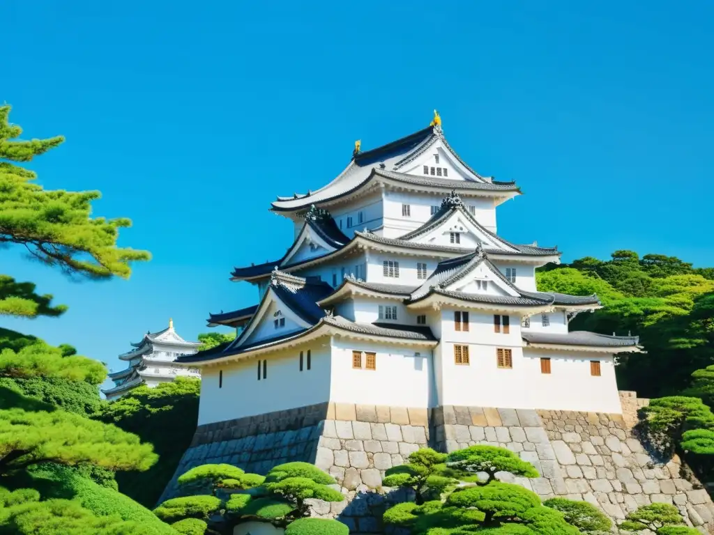 Vista detallada en 8k del majestuoso Castillo Himeji en Japón, sitio de la UNESCO