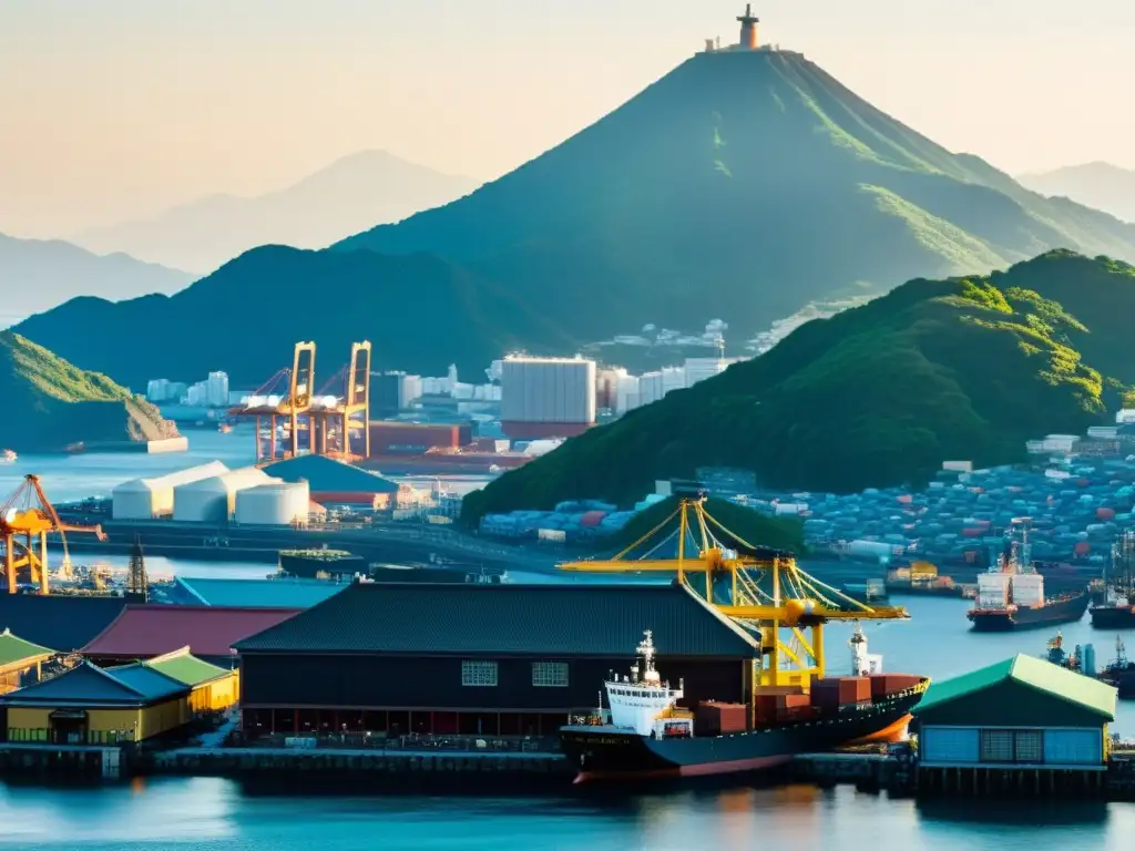 Vista histórica del puerto de Nagasaki, con influencia política samurái y contraste entre arquitectura tradicional y moderna