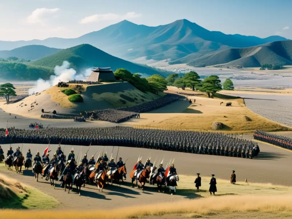 Vista panorámica de la Batalla de Sekigahara, con restos de la historia samurái y expertos explorando, evocando su impacto cultural en Japón