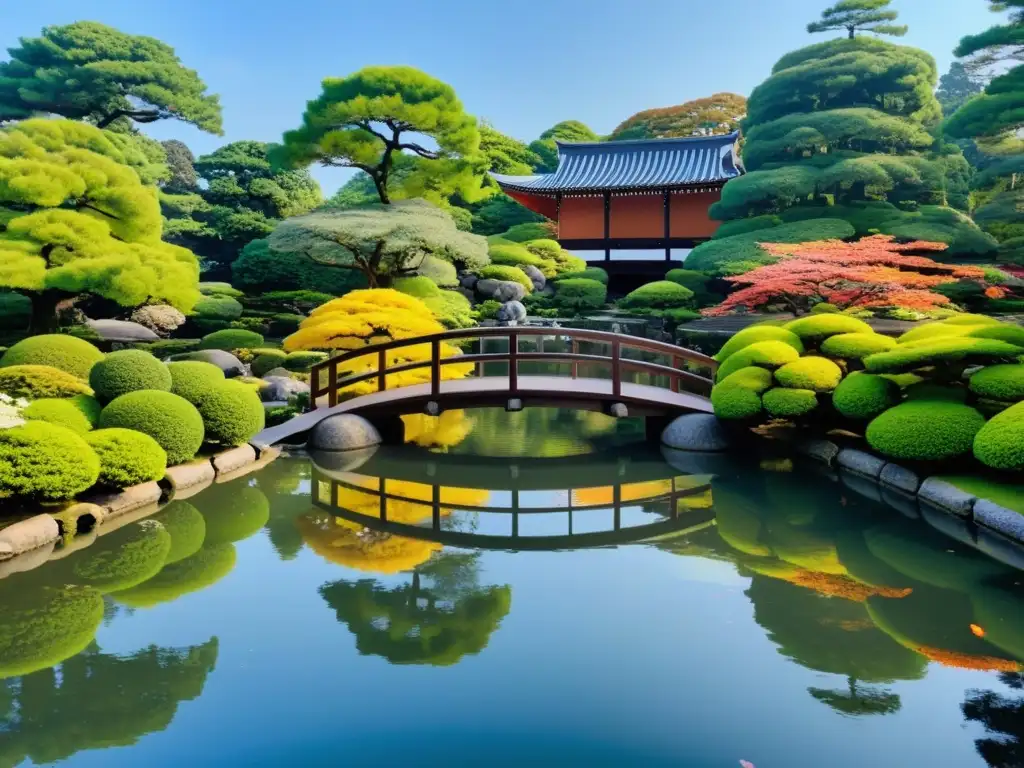 Vista panorámica de los exquisitos Jardines Kenrokuen en Kanazawa, Japón